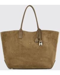 Hogan - Suede Calf Leather Tote Bag With Double Handle And Internal Pouch - Lyst