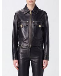 Versace - Cropped Lambskin Leather Shirt Jacket With Patch Pockets - Lyst