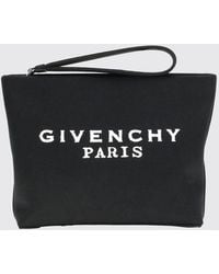 Givenchy - Clutch De Lona De Algodón Y Lino Con Logo - Lyst