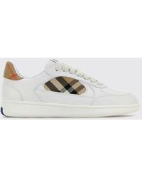 Burberry - Terrace Calfskin Leather Sneakers With Vintage Check Details - Lyst