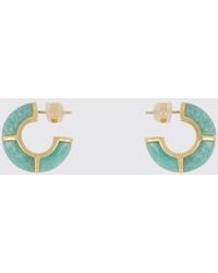 Lizzie Fortunato - Zellige Brass Hoop Earrings With Crystals - Lyst