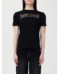Just Cavalli - Cotton T-Shirts With Rhinestone Logo - Lyst