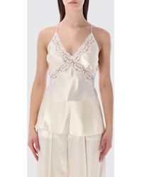 Alberta Ferretti - Satin And Lace Top - Lyst
