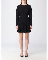 Elisabetta Franchi - Elena Long-Sleeve Knit Mini Dress With Dropped Shoulders - Lyst