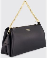 Ferragamo - Rectangular Smooth Calfskin Mini Bag With Metal Mesh Handle - Lyst