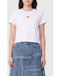 Maison Kitsuné - Maison Kitsun&Eacute Cotton Crop T-Shirt With Logo - Lyst