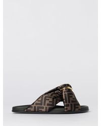 Fendi - Feel Ff Satin Sandals With Decorative D-Ring Buckle - Lyst