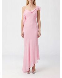 Self-Portrait - One-Shoulder Satin Midi Dress With Ruffles And Asymmetrical Hem - Lyst