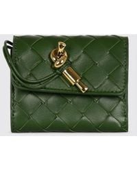 Bottega Veneta - Andiamo Woven Lambskin Leather Tri-Fold Wallet - Lyst