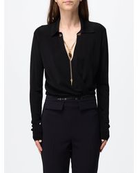 Elisabetta Franchi - Long-Sleeved Blouse With Metallic Mesh Details - Lyst