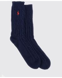 Polo Ralph Lauren - Ribbed Cotton-Blend Socks With Contrasting Embroidered Pony Logo - Lyst