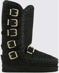 Mou - Mid-Calf Eskimo Sheepskin Boots With Crochet Stitching - Lyst
