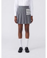 Thom Browne - 4-Bar Pleated Wool Mini Skirt - Lyst