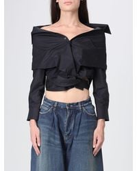 Balenciaga - Cropped Ruched Cotton Long-Sleeved Shirt - Lyst