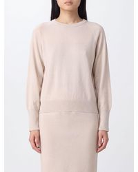 Blumarine - Wool Crewneck Jumper With Dropped Shoulders And Lace Inserts - Lyst