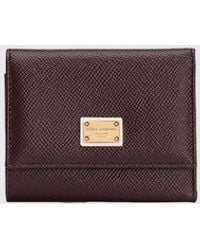 Dolce & Gabbana - Dolce &Amp Gabbana Saffiano Calfskin Tri-Fold Wallet With Logo Plaque - Lyst