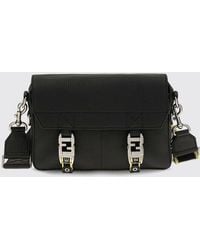 Fendi - Hammered Leather Crossbody Bag With Ff Monogram And Buckle Closure - Lyst