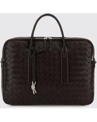 Bottega Veneta - Getaway Intrecciato Calfskin Briefcase With Knot Charm Detail - Lyst