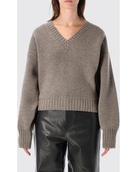 Rohe - V-Neck Wool Sweater With Dropped Shoulders And Long Sleeves - Lyst