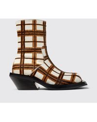 CAMPERLAB - Quetal Check Print Pony Hair Ankle Boots - Lyst