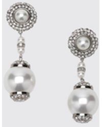 Alessandra Rich - Brass Pendant Clip-On Earrings With Faux Pearls And Crystals - Lyst