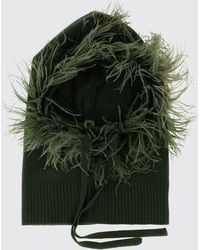 P.A.R.O.S.H. - P.A.R.O.S.H. Feather-Trimmed Virgin Wool Balaclava With Ribbed Edges - Lyst