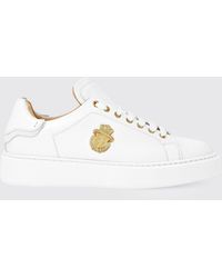 Billionaire - Grained Leather Low-Top Trainers With Applied Logo And Rubber Sole - Lyst