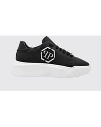 Philipp Plein - Smooth Leather Low-Top Sneakers With Monogram And Hexagon Logo - Lyst