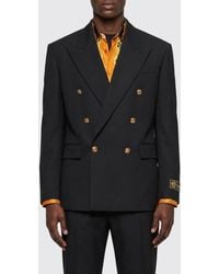 Versace - Double-Breasted Virgin Wool Blazer - Lyst
