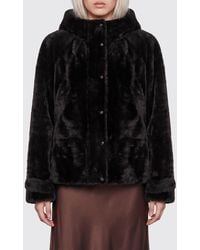 Brunello Cucinelli - Short Shearling Jacket With Hood And Monili Embroidery - Lyst