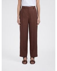 Brunello Cucinelli - Straight Linen Trousers With Nickel-Free Monili - Lyst