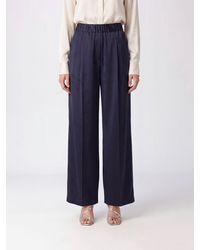 Semicouture - High-Waisted Satin Palazzo Trousers With Elasticated Waist - Lyst