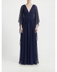 Alberta Ferretti - Creponne Dress With Applied Cape - Lyst