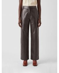 FEDERICA TOSI - High-Waisted Croco-Effect Leather Tapered Trousers - Lyst