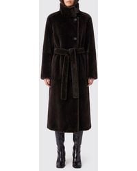 Brunello Cucinelli - Long Double-Breasted Lamb Fur Coat With Waist Belt - Lyst