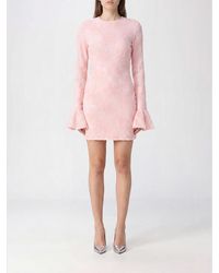 ROTATE BIRGER CHRISTENSEN - Floral Print Mesh Slim Fit Mini Sheath Dress With Long Sleeves - Lyst