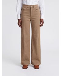Brunello Cucinelli - High-Waisted Cropped Wide Leg Denim Jeans With Monili - Lyst