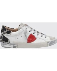 Philippe Model - Prsx Bicolour Low-Top Calfskin Trainers With Shield Logo - Lyst