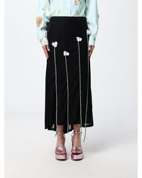 Moschino - Jersey Midi Skirt With Applied Flowers - Lyst