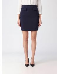 Elisabetta Franchi - High-Waisted Crêpe Pencil Mini Skirt With Flap Pockets - Lyst