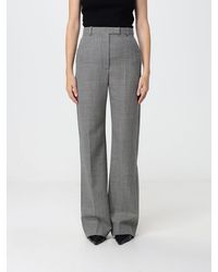 McQueen - Vichy Pattern Wool Flared Tailored Trousers With High Waist - Lyst