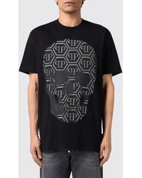 Philipp Plein - Relaxed Fit Cotton T-Shirt With Skull Print And Rhinestones - Lyst