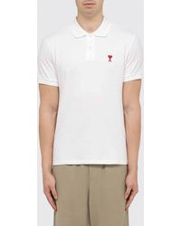 Ami Paris - Slim Fit Embroidered Logo Polo Shirt - Lyst