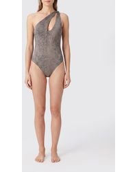 FEDERICA TOSI - Python Print Polyamide One-Shoulder Swimsuit - Lyst