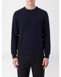 Emporio Armani - Cotton Crewneck Jumper With Iconic Eagle Logo - Lyst