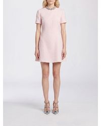 Valentino Garavani - A-Line Tweed Mini Dress With Rhinestone Embellishment - Lyst