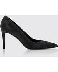 Philipp Plein - Leather Pumps With Rhinestone Hexagon Logo And Stiletto Heel - Lyst
