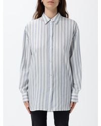 Gucci - Striped Silk Relaxed Fit Shirt With French Collar And Dropped Shoulders - Lyst
