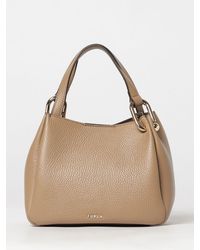 Furla - Nuvola Mini Leather Bag With Double Handle And Adjustable Shoulder Strap - Lyst