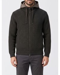 Herno - Virgin Wool Cardigan With Nylon Bib And Removable Hood - Lyst